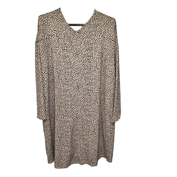 143 Story By Line Up Dress Size 1X Animal Print Pockets Long Sleeve Tan Black - Picture 2 of 7